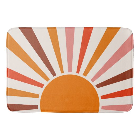 Retro Sun Rays Burset Orange Yellow Red Badematte (Vorderseite)