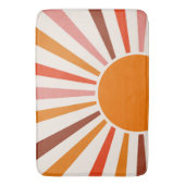 Retro Sun Rays Burset Orange Yellow Red Badematte (Vorderseite Vertikal)