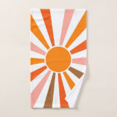 Retro Sun Rays Burset Orange Yellow Red Badhandtuch Set (Handtuch)