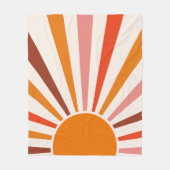Retro Sun Rays Burset Orange Yellow Red Fleecedecke (Vorderseite)