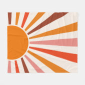 Retro Sun Rays Burset Orange Yellow Red Fleecedecke (Vorderseite (Horizontal))