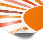 Retro Sun Rays Burset Orange Yellow Red Fotodruck (Ecke)