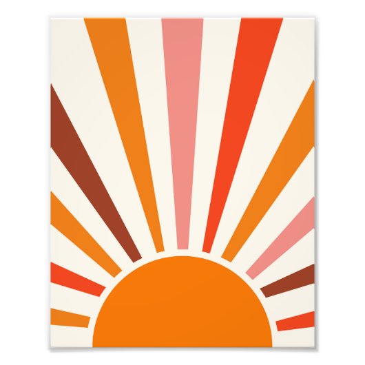 Retro Sun Rays Burset Orange Yellow Red Fotodruck (Vorne)
