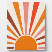 Retro Sun Rays Burset Orange Yellow Red Fotoplatte (Vorderseite)