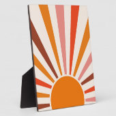 Retro Sun Rays Burset Orange Yellow Red Fotoplatte (Seite)