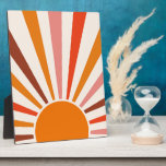 Retro Sun Rays Burset Orange Yellow Red Fotoplatte<br><div class="desc">Die Retro-Sonne brach in warmen Rosa-,  Braun- und Orangetönen aus. Retro moderne orangefarbene Sonnenstrahlen,  Morgensonne geometrische abstrakte Kunst.</div>
