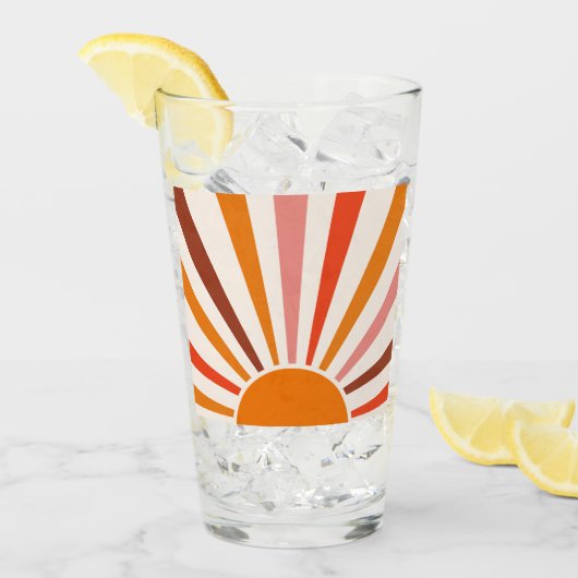 Retro Sun Rays Burset Orange Yellow Red Glas (Vorderseite Ice)