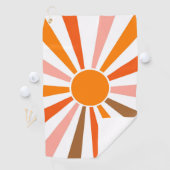 Retro Sun Rays Burset Orange Yellow Red Golfhandtuch (Insitu)