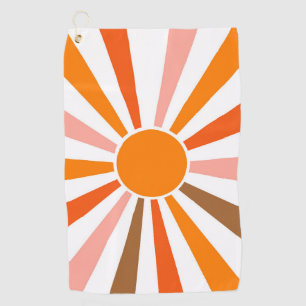 Retro Sun Rays Burset Orange Yellow Red Golfhandtuch
