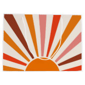 Retro Sun Rays Burset Orange Yellow Red Große Geschenktüte (Rückseite)