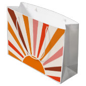 Retro Sun Rays Burset Orange Yellow Red Große Geschenktüte (Rückseite Schrägansicht)