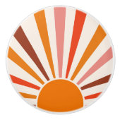 Retro Sun Rays Burset Orange Yellow Red Keramikknauf (Vorderseite)