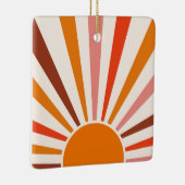 Retro Sun Rays Burset Orange Yellow Red Keramikornament (Rechts)