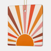 Retro Sun Rays Burset Orange Yellow Red Keramikornament (Links)