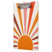 Retro Sun Rays Burset Orange Yellow Red Klemmbrett (Links)