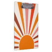 Retro Sun Rays Burset Orange Yellow Red Klemmbrett (Rechts)