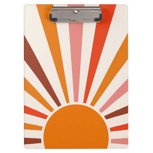 Retro Sun Rays Burset Orange Yellow Red Klemmbrett (Vorderseite)
