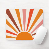 Retro Sun Rays Burset Orange Yellow Red Mousepad (Mit Mouse)