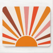 Retro Sun Rays Burset Orange Yellow Red Mousepad (Vorne)