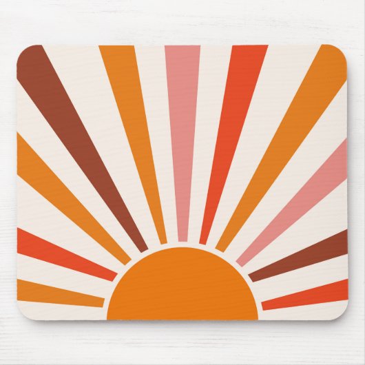 Retro Sun Rays Burset Orange Yellow Red Mousepad (Vorne)