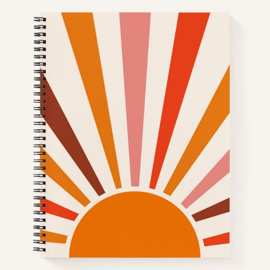Retro Sun Rays Burset Orange Yellow Red Notizblock (Vorderseite)