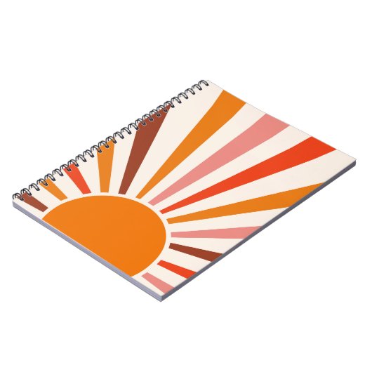 Retro Sun Rays Burset Orange Yellow Red Notizblock (Linke Seite)