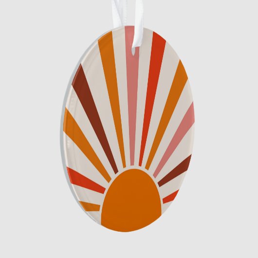 Retro Sun Rays Burset Orange Yellow Red Ornament (Vorderseite)