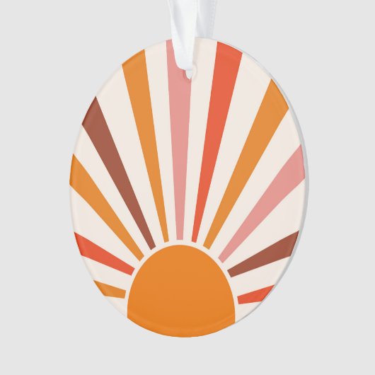 Retro Sun Rays Burset Orange Yellow Red Ornament (Vorderseite)