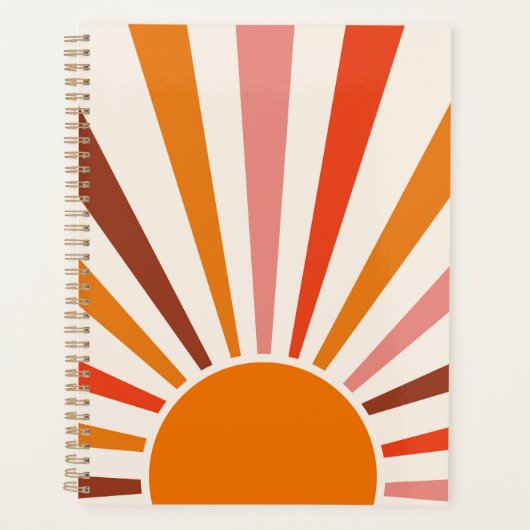 Retro Sun Rays Burset Orange Yellow Red Planer (Vorderseite)