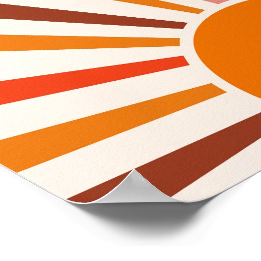 Retro Sun Rays Burset Orange Yellow Red Poster (Ecke)