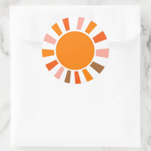 Retro Sun Rays Burset Orange Yellow Red Runder Aufkleber