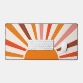 Retro Sun Rays Burset Orange Yellow Red Schreibtischunterlage (Tastatur & Maus)