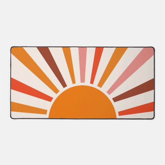 Retro Sun Rays Burset Orange Yellow Red Schreibtischunterlage (Vorderseite)
