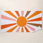 Retro Sun Rays Burset Orange Yellow Red Strandtuch (Vorderseite)