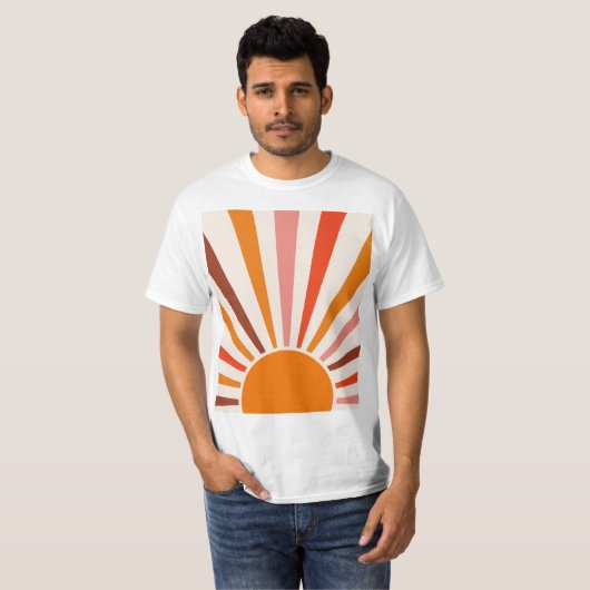 Retro Sun Rays Burset Orange Yellow Red T-Shirt (Vorne ganz)