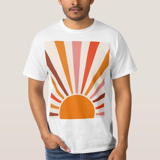 Retro Sun Rays Burset Orange Yellow Red T-Shirt (Vorderseite)