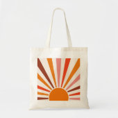 Retro Sun Rays Burset Orange Yellow Red Tragetasche (Vorne)