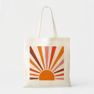 Retro Sun Rays Burset Orange Yellow Red Tragetasche