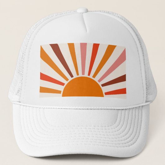 Retro Sun Rays Burset Orange Yellow Red Truckerkappe (Vorderseite)