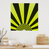 Retro Sun Rays Burset Sunset Black Yellow Poster (Küche)