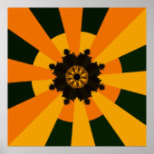 Retro Sun Rays Bursett schwarz orange gelb Poster (Vorne)