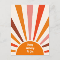 Retro Sun Rays Burst Sunset Orange Geburtstag