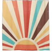 Retro Sun Rays in Mute Farben Duschvorhang (Vorderseite)