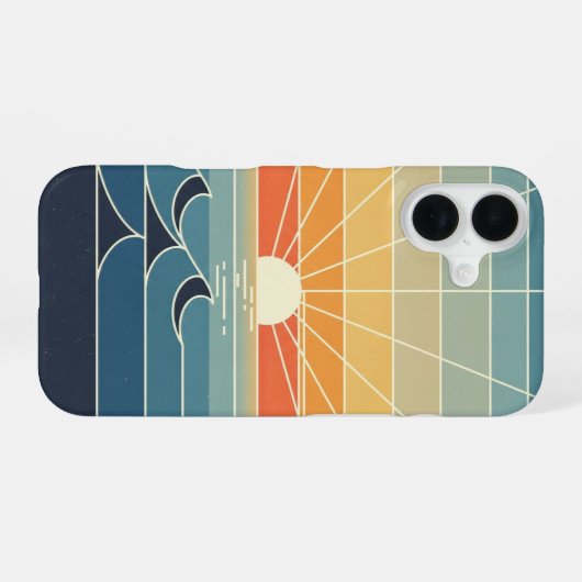 Retro Sun Rays iPhone 16 Hülle (Rückseite (Horizontal))