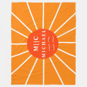 Retro sun simple moderne Monogramm personalisiert Fleecedecke (Vorderseite)