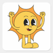Retro Sun Smiley Quadratischer Aufkleber (Vorderseite)