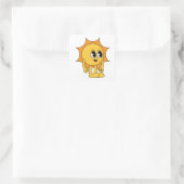 Retro Sun Smiley Quadratischer Aufkleber (Tasche)
