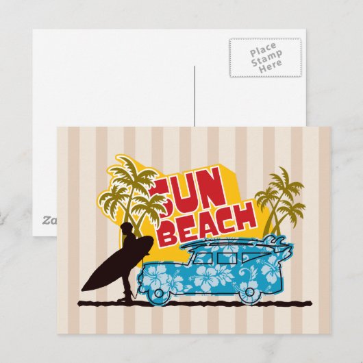 Retro Sun & Surf Postkarte (Vorne/Hinten)