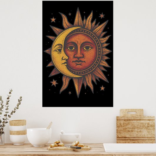 Retro Sun und Moon Unisex Poster (Küche)