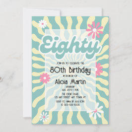 Retro Sun Wave Daisy 80. Geburtstag Einladung